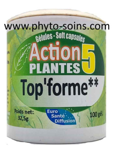 Gélules action 5 plantes top'forme laboratoire phytofrance