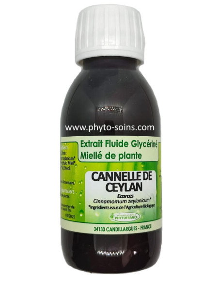 Extrait fluide glycériné miellé de Cannelle de Ceylan BIO et fraiche