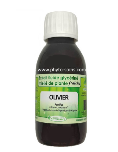 Extrait fluide glycériné miellé d'olivier frais et BIO