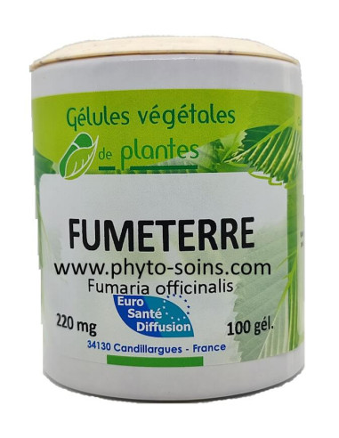 Boite de 100 gélules de Fumeterre (Fumaria officinalis plante entière) 220mg