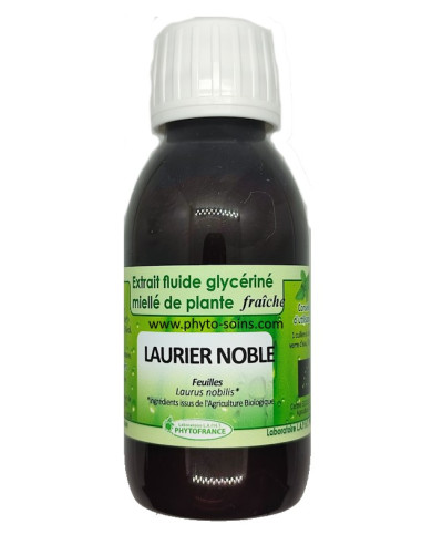 Extrait fluide glycériné miellé de Laurier noble frais et BIO