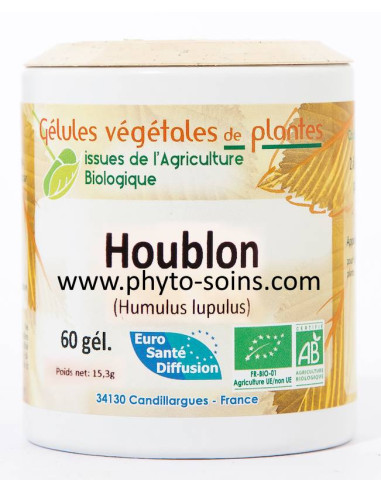 Boite de 60 gélules de cônes de Houblon BIO 180mg - phyto-soins