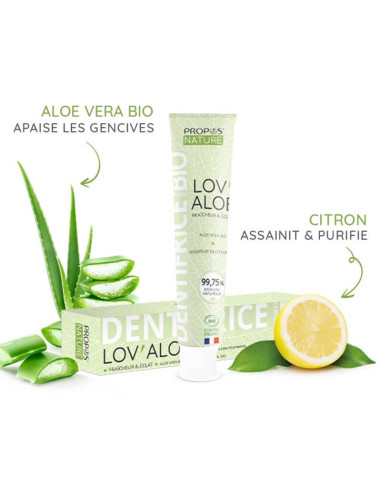 Dentifrice naturel à l'aloé vera citron BIO fraicheur et éclat