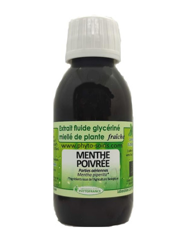 Extrait fluide glycériné miellé de Menthe poivrée fraiche et BIO phytofrance par phyto-soins