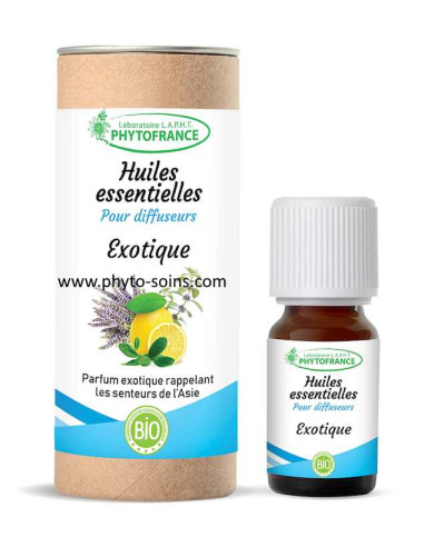 Mélange d'huiles essentielles BIO exotique pour diffuseur phytofrance phyto-soins