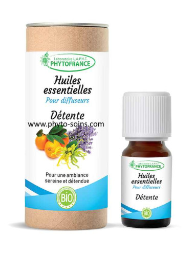 Mélange d'huiles essentielle BIO détente pour diffuseur phytofrance phyto-soins