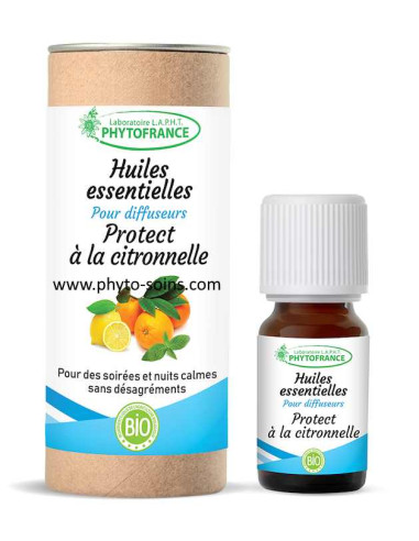 Mélange d'huiles essentielles BIO protect à la citronnelle pour diffuseur phytofrance phyto-soins
