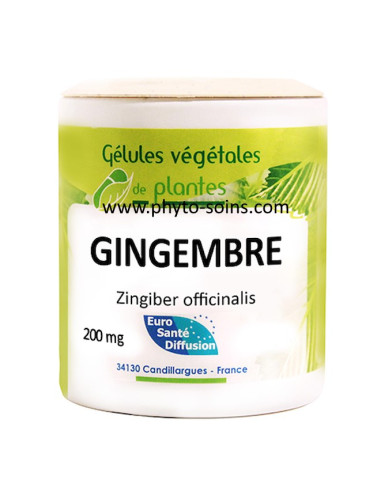 Boite de 100 gélules de Gingembre (Zingiber officinalis) 200mg