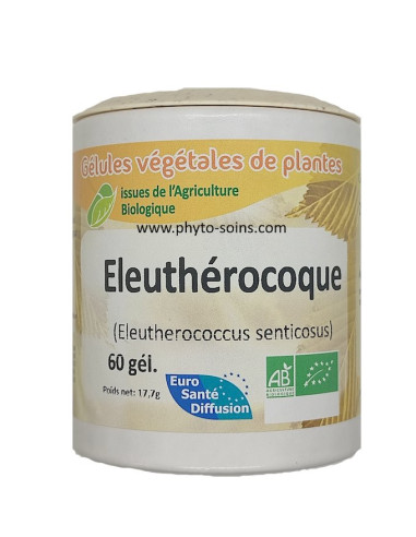 Boite de 60 gélules d'Eleuthérocoque (Eleutherococcus senticosus) BIO 220mg phytofrance par phyto-soins
