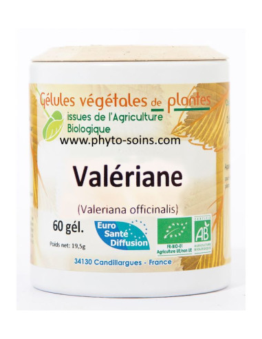 Boite de 60 gélules de Valériane (Valeriana officinalis) BIO 250mg phytofrance par phyto-soins
