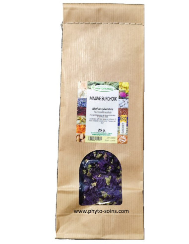 Sachet de 25g de Mauve (fleur mondée surchoix) BIO pour tisane