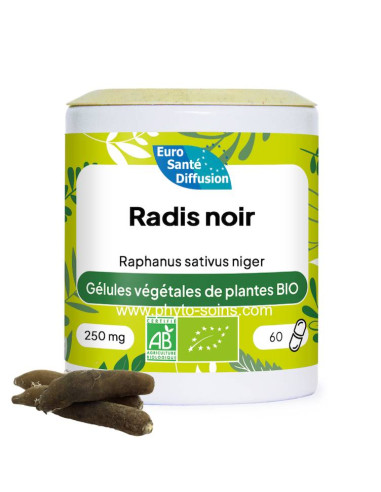 Boite de 60 gélules de Radis noir (Raphanus sativus niger) BIO 250mg phytofrance par phyto-soins