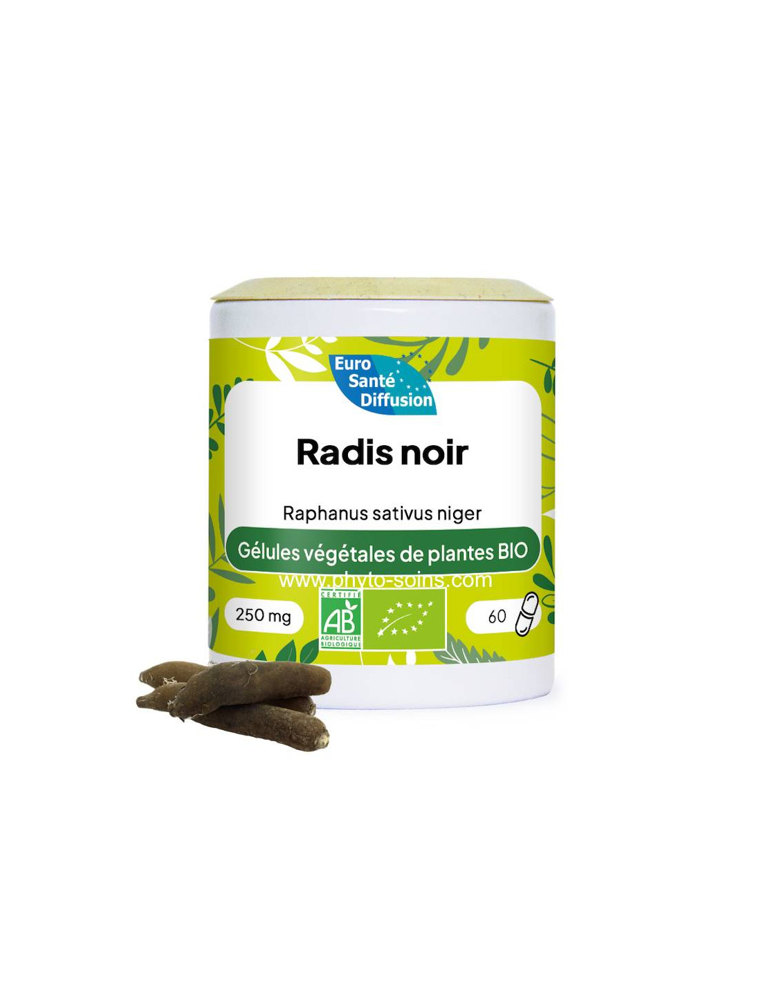 Boite de 60 ou 250 gélules de Radis noir (Raphanus sativus niger) BIO 250mg - Phytofrance