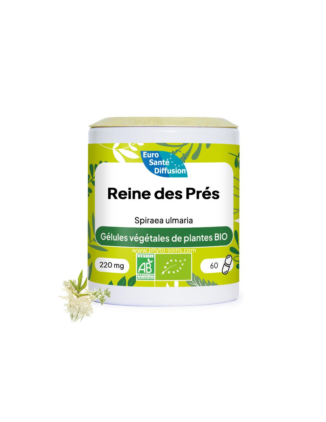 Boite de 60 ou 250 gélules de Reine des prés BIO (Spirea ulmaria) 220mg - Phytofrance