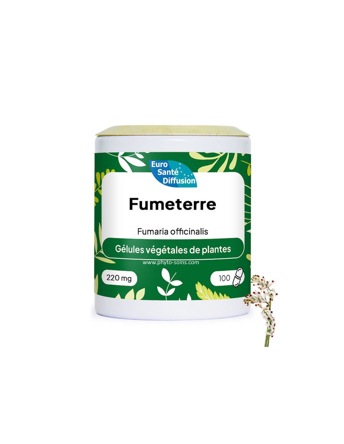 Boite de 100 ou 250 gélules de Fumeterre (Fumaria officinalis plante entière) 220mg