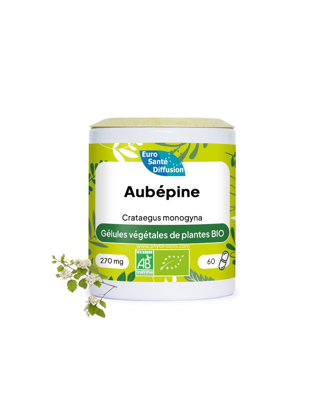 Boite de 60 ou 250 gélules d'Aubépine BIO (Crataegus monogyna) 270mg - Phytofrance