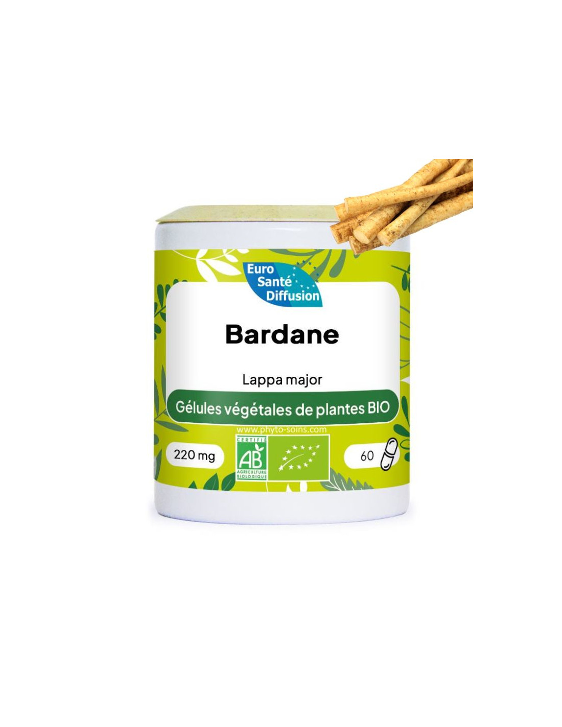 Boite de 60 ou 250 gélules de Bardane BIO (Lappa major) 220mg - Phytofrance