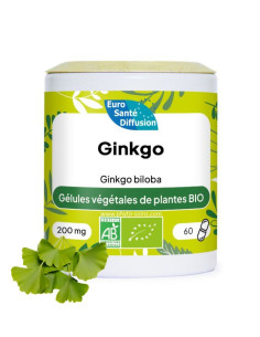 Boite de 60 ou 250 gélules de Ginkgo biloba BIO 200mg phytofrance par phyto-soins