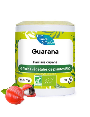 Boite de 60 ou 250 gélules de Guarana BIO (Paullinia cupana) 300mg phytofrance par phyto-soins