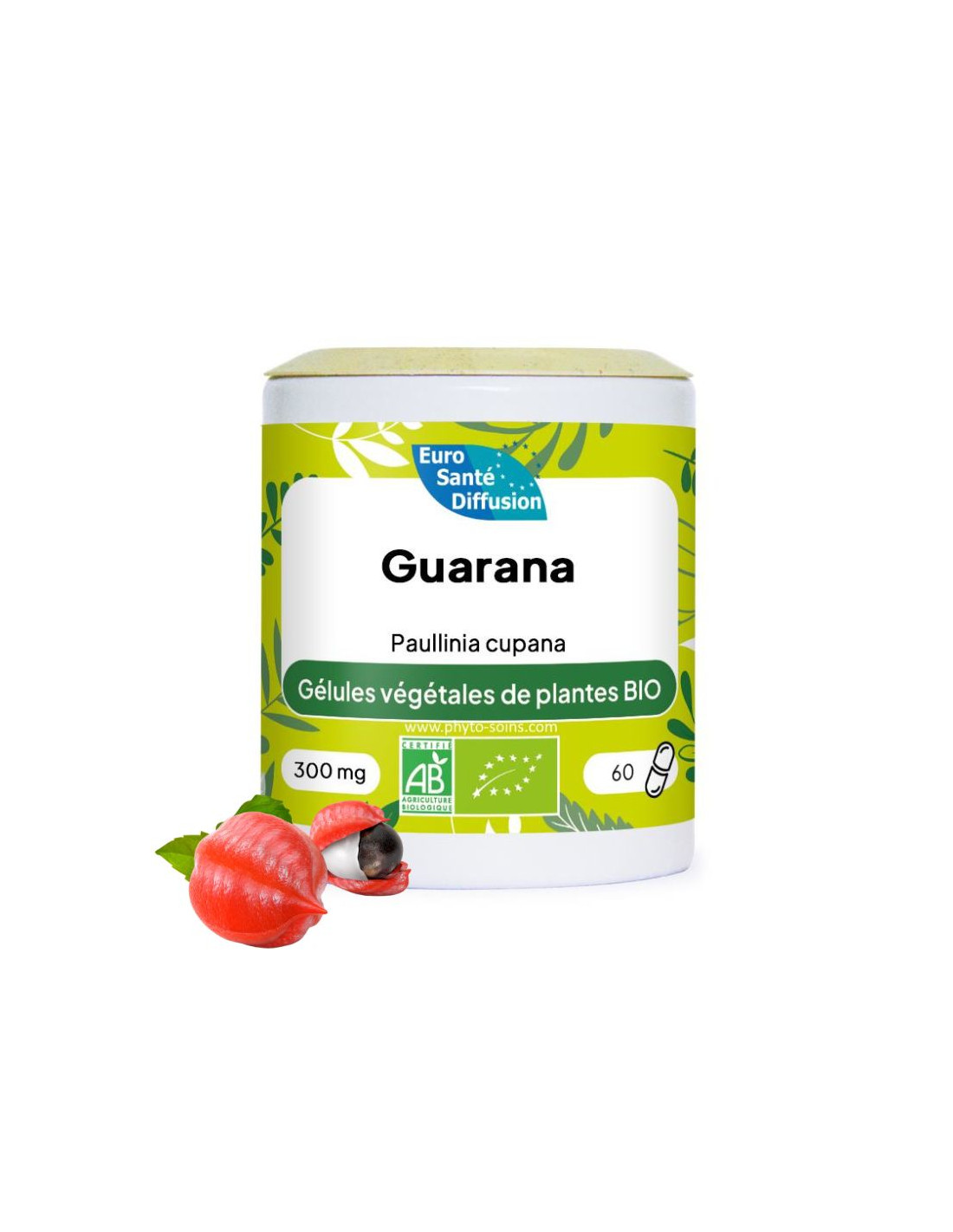 Boite de 60 ou 250 gélules de Guarana BIO (Paullinia cupana) 300mg - Phytofrance