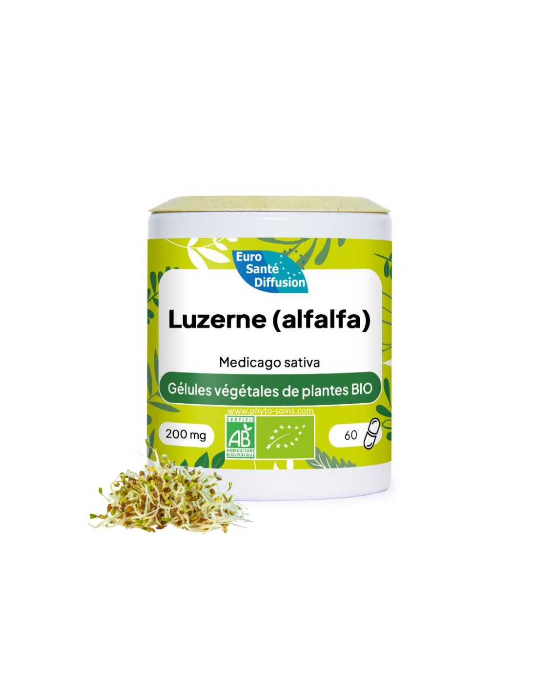 Boite de 60 ou 250 gélules de Luzerne (Alfalfa) BIO