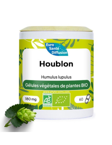 Boite de 60 ou 250 gélules de cônes de Houblon BIO 180mg phytofrance par phyto-soins