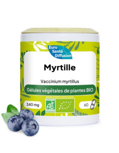 Boite de 60 ou 250 gélules de Myrtille BIO 340mg phytofrance par phyto-soins