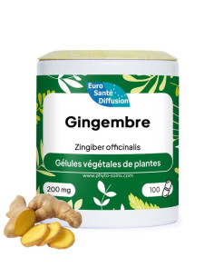 Boite de 100 ou 250 gélules de Gingembre (Zingiber officinalis) 200mg phytofrance