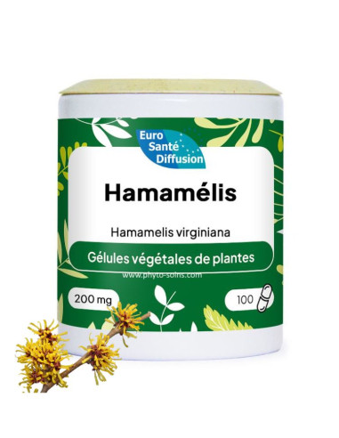 Boite de 100 ou 250 gélules d'Hamamelis (Hamamélis virginiana) 200mg phytofrance