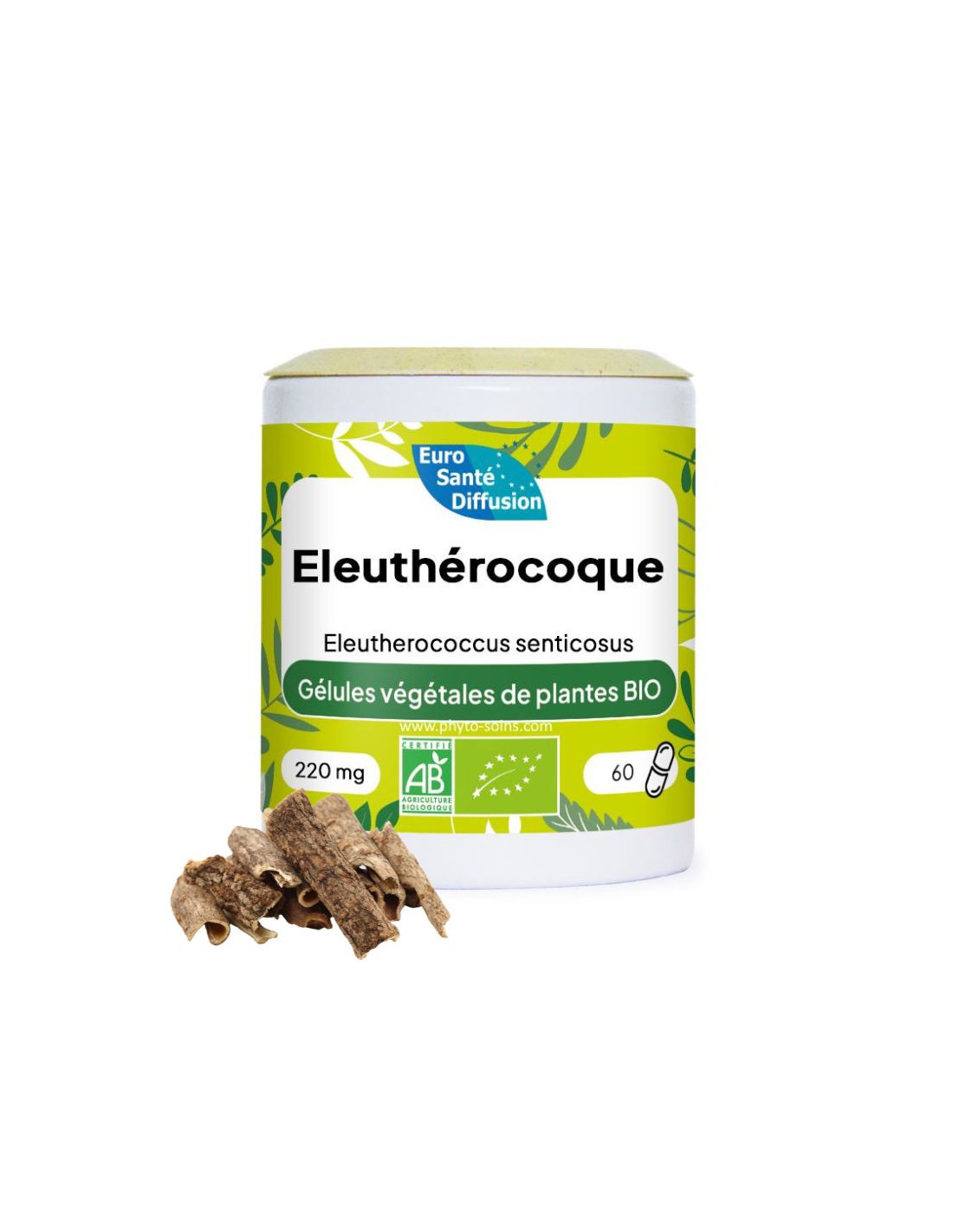 Boite de 60 ou 250 gélules d'Eleuthérocoque (Eleutherococcus senticosus) BIO 220mg