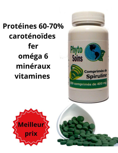 150 Comprimés de spiruline 300mg - Phyto-soins