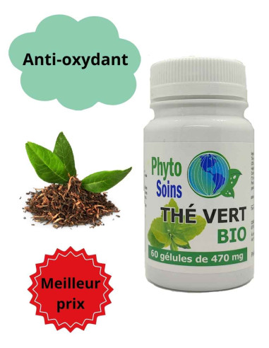 60 Gélules thé vert BIO riche en anti-oxydant (1 mois) - Phyto-soins