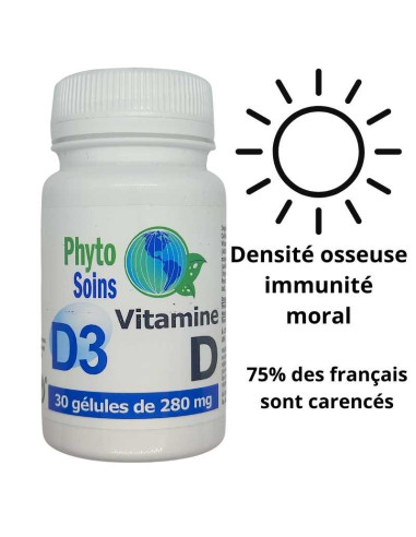 Gélules de Vitamine D3: os, immunité et moral saisonnier