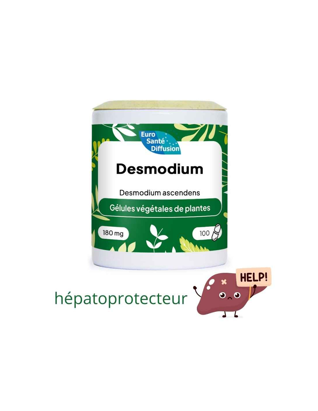 Boite de 100 ou 250 gélules de Desmodium ascendens 180mg