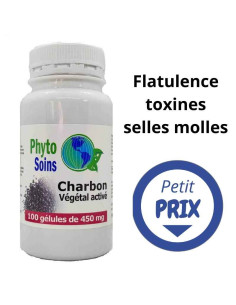 100 Gélules de Charbon végétal activé - Phyto-soins