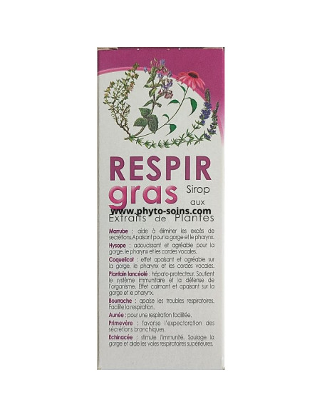 Sirop Respir Gras composition et propriétés - phyto-soins