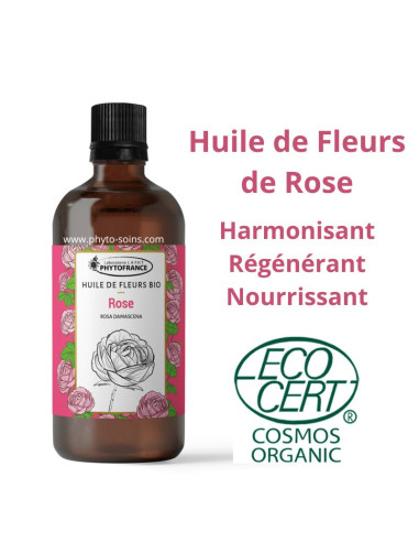 Huile solarisée de Fleurs de Rose de Damas 100ml – Bio & 100 % naturelle - Phytofrance