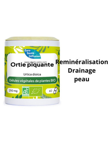Boite de 60 ou 250 gélules de feuilles d'Ortie piquante BIO 210mg - Phytofrance