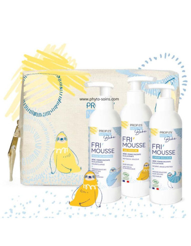 Trousse de 3 soins fri'mousse pour bébé: gel douche, crème de soin et huile de massage - Propos Nature sans fond
