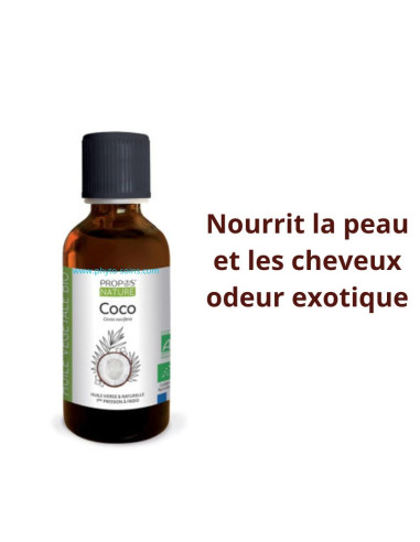 Huile Végétale de Coco vierge BIO cosmos organic 50ml - Propos nature