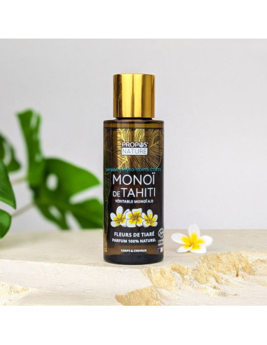 Huile de Monoï de Tahiti BIO cosmos organic - Propos nature - illustration