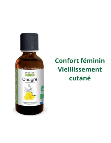 Huile Végétale de Onagre BIO cosmos organic 50ml - Propos nature - par phyto-soins.com