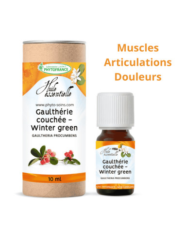 Huile essentielle de Gaulthérie couchée ou Wintergreen BIO pure et naturelle phytofrance par phyto-soins.com